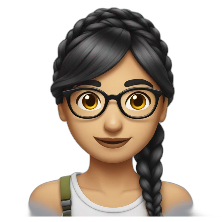 Mia Khalifa with a braid cute smile face emoji