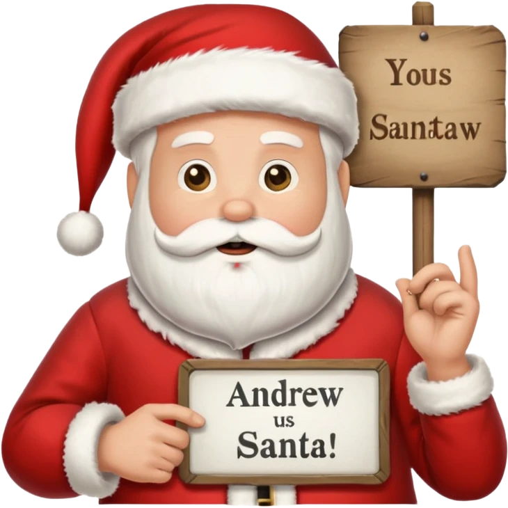 drunk santa holding up a sign that says andrew emoji