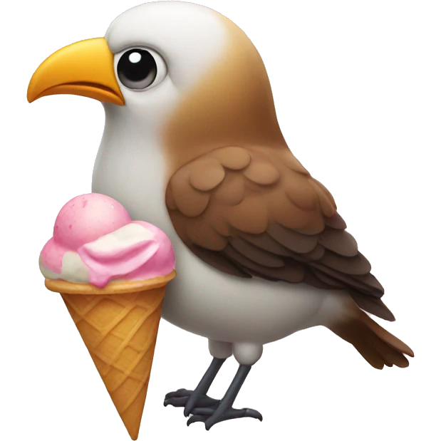 A bird with icecream emoji