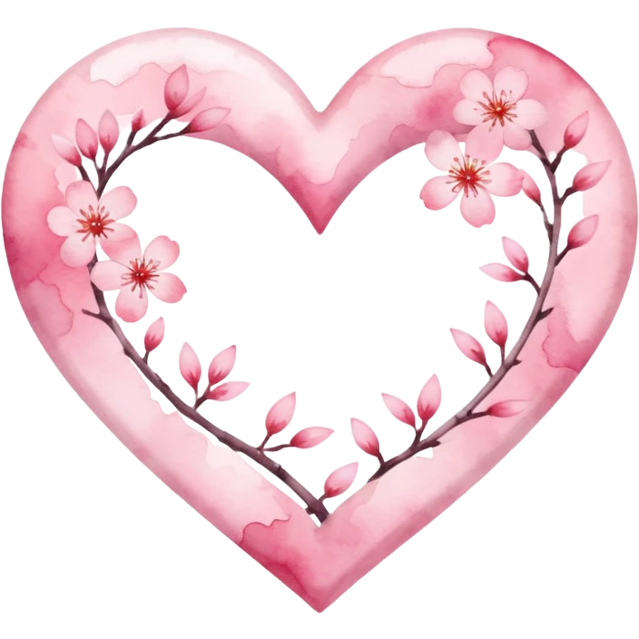 sakura heart with a watercolor effect emoji