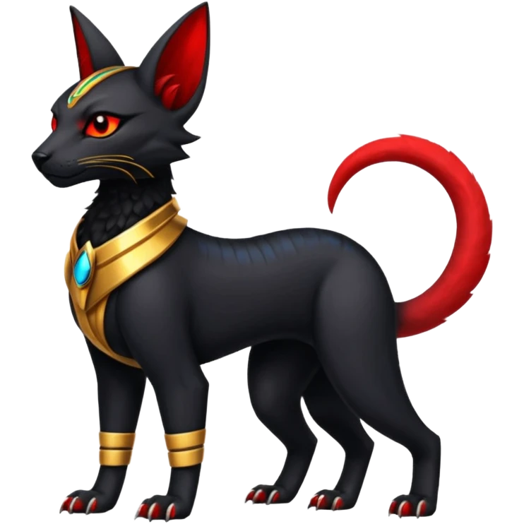 Black Dark Furry Fluffy Modern Futuristic Cyber-Salandit-Bastet-Anubis-fusion full body emoji