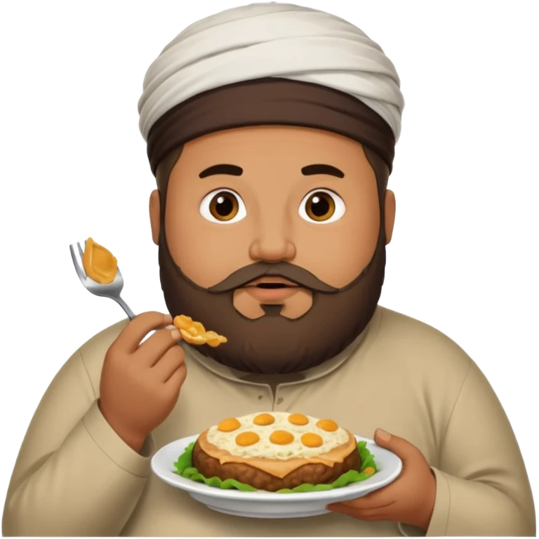 fat muslim man eating food emoji