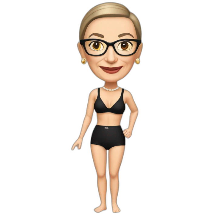 sexy ruth bader ginsburg wearing only a bikini bottoms top exposed (full body, ios17) emoji