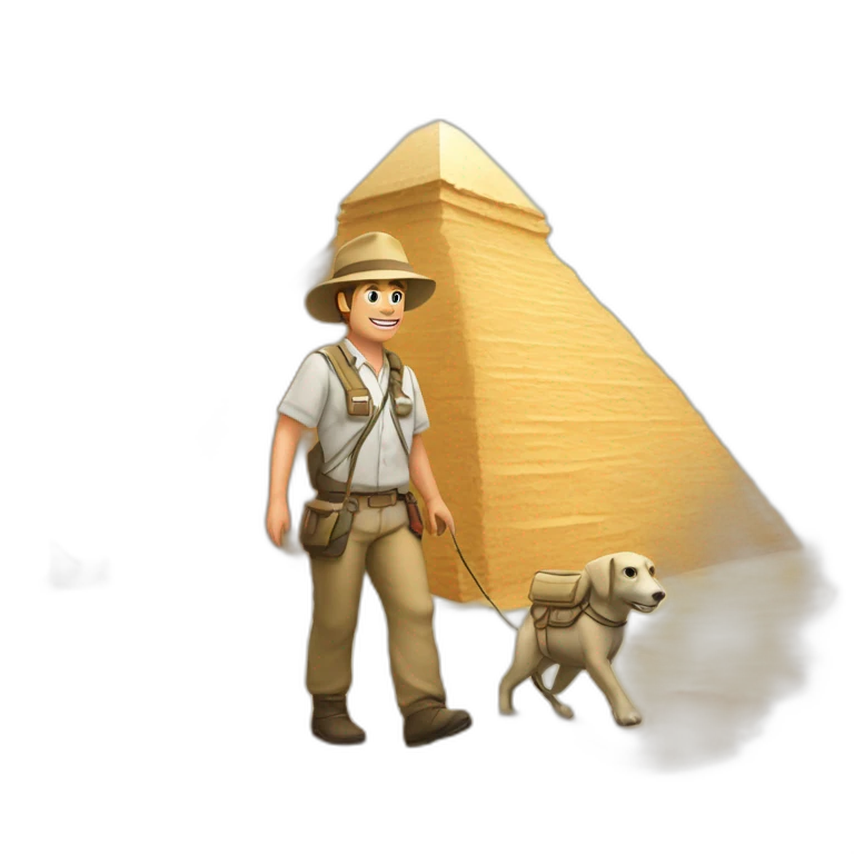 archaeologist walking next to a pyramid emoji