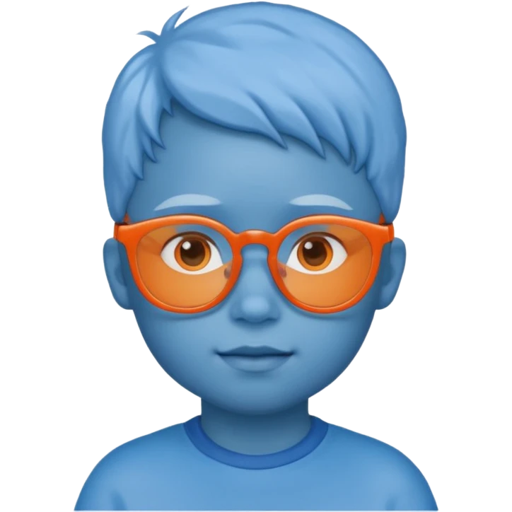blue skinned orange glassed child emoji