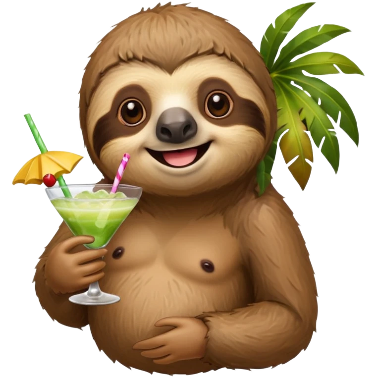 Ленивец с коктейлем из кокоса  emoji