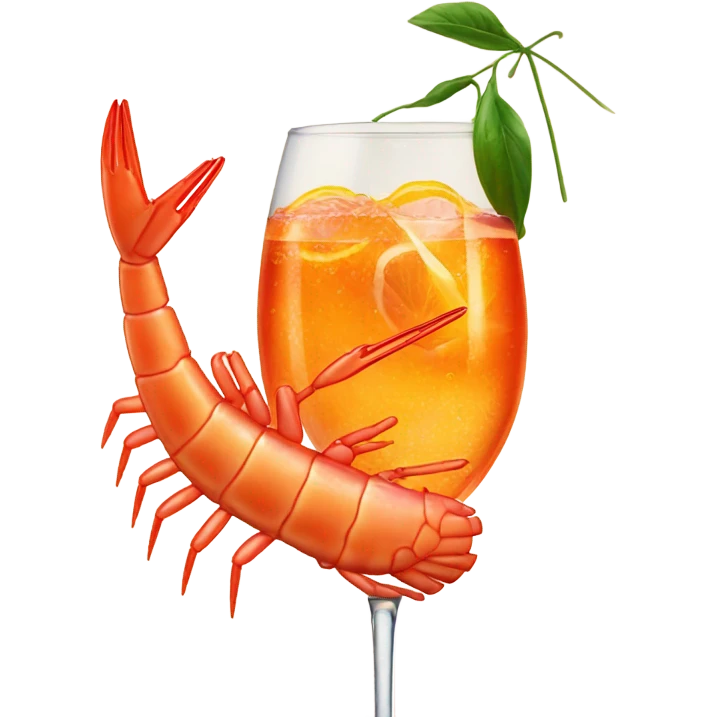A shrimp having an aperol spritz emoji