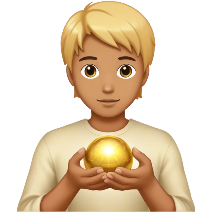 A golden colored magic ball sparkles in your hands emoji