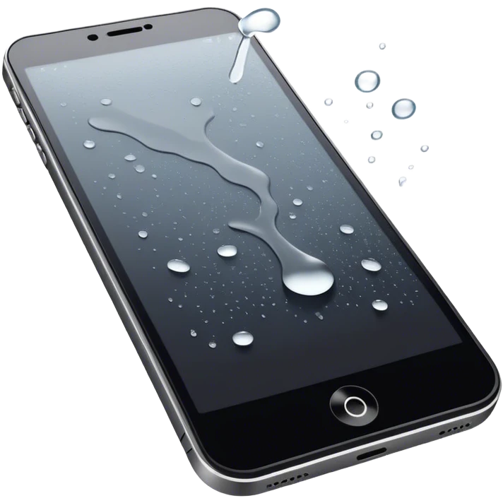 a black phone screen with some white liquid spilt on it emoji