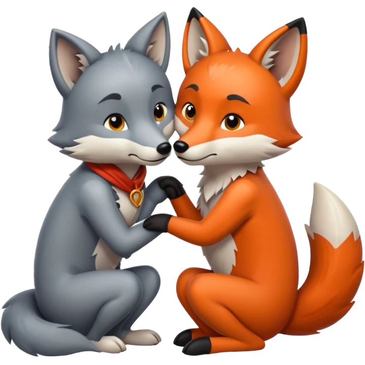 the wolf and the fox embrace emoji