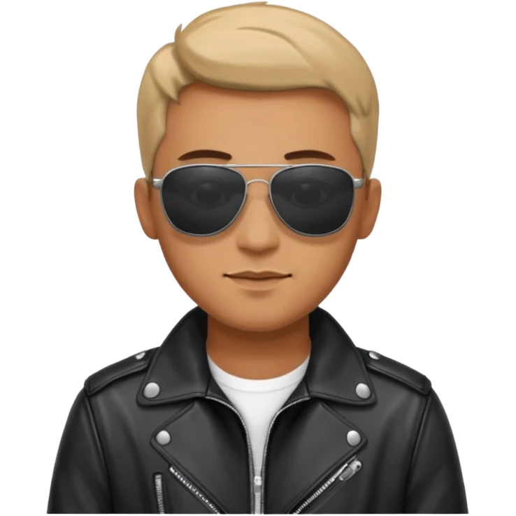 Man with black leather jacket, sunglasses emoji