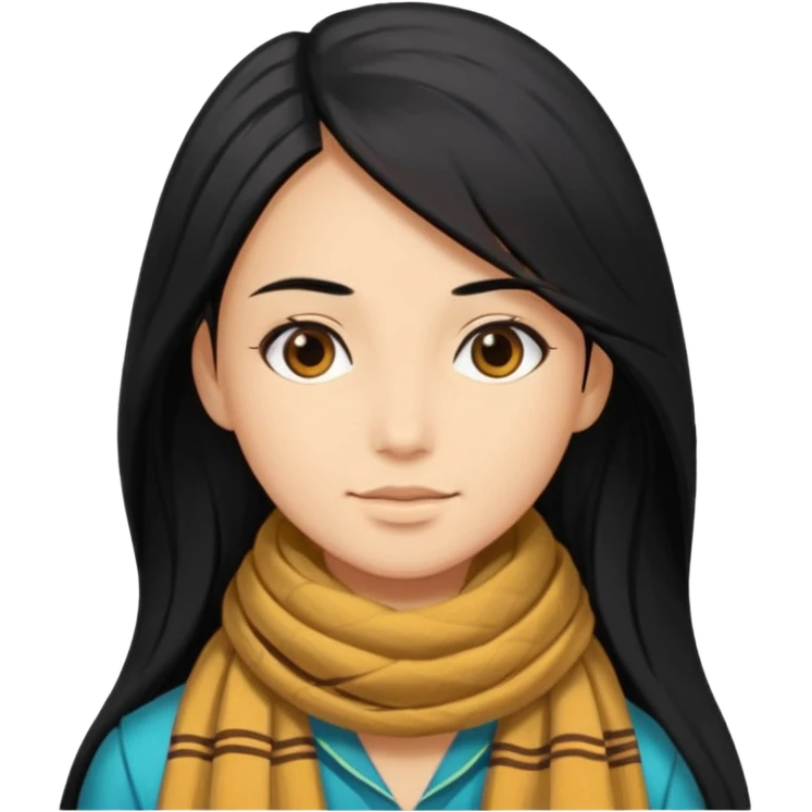 A person with long hair and wearing a kochi scarf  emoji