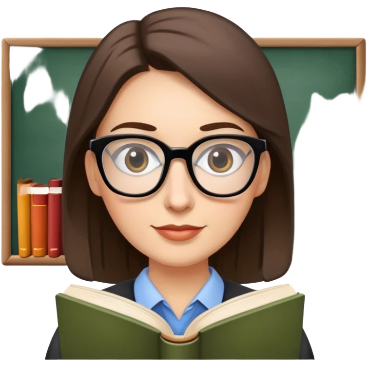 teacher with glasses and book emoji