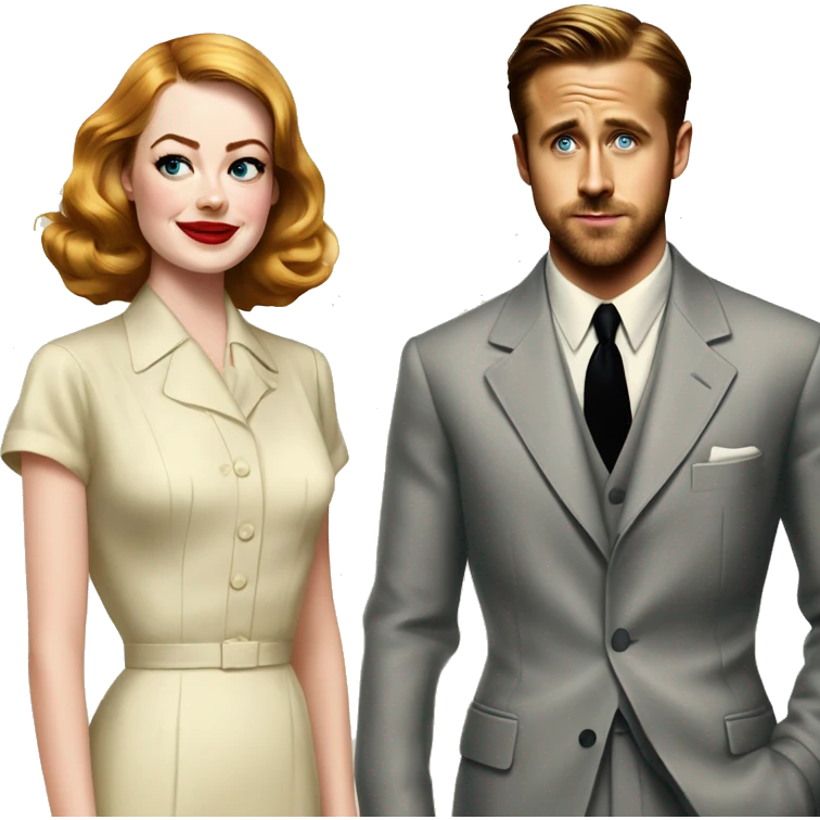 Ryan gosling and Emma stone 1940s  emoji