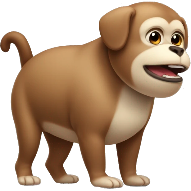chubby monkey dog with a belly emoji