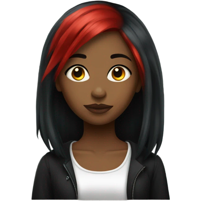 Black Gothic girl with red hair streaks emoji