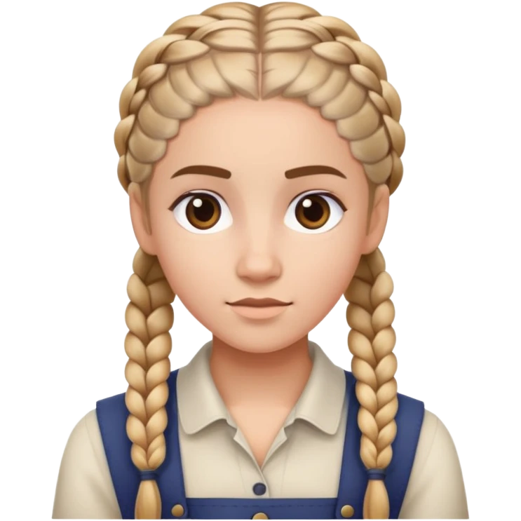 Character with neat French braids hairstyle emoji