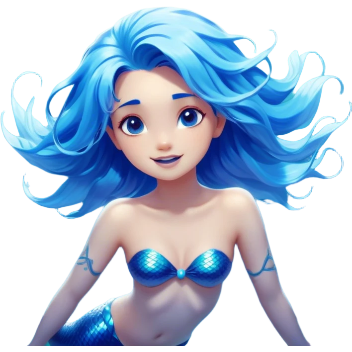 Cinematic Realistic Blue Hair Mermaid Portrait, head tilted dramatically with an exaggeratedly amused expression, featuring a striking, vibrant form with meticulously detailed, flowing blue hair and glowing, tanned skin. Her expressive eyes brim with playful marine mischief, rendered with dynamic underwater lighting and vibrant textures that imbue the scene with an air of cheeky, over‐the‐top oceanic whimsy—capturing the essence of a spirited mermaid ready to enchant with coastal charm. emoji