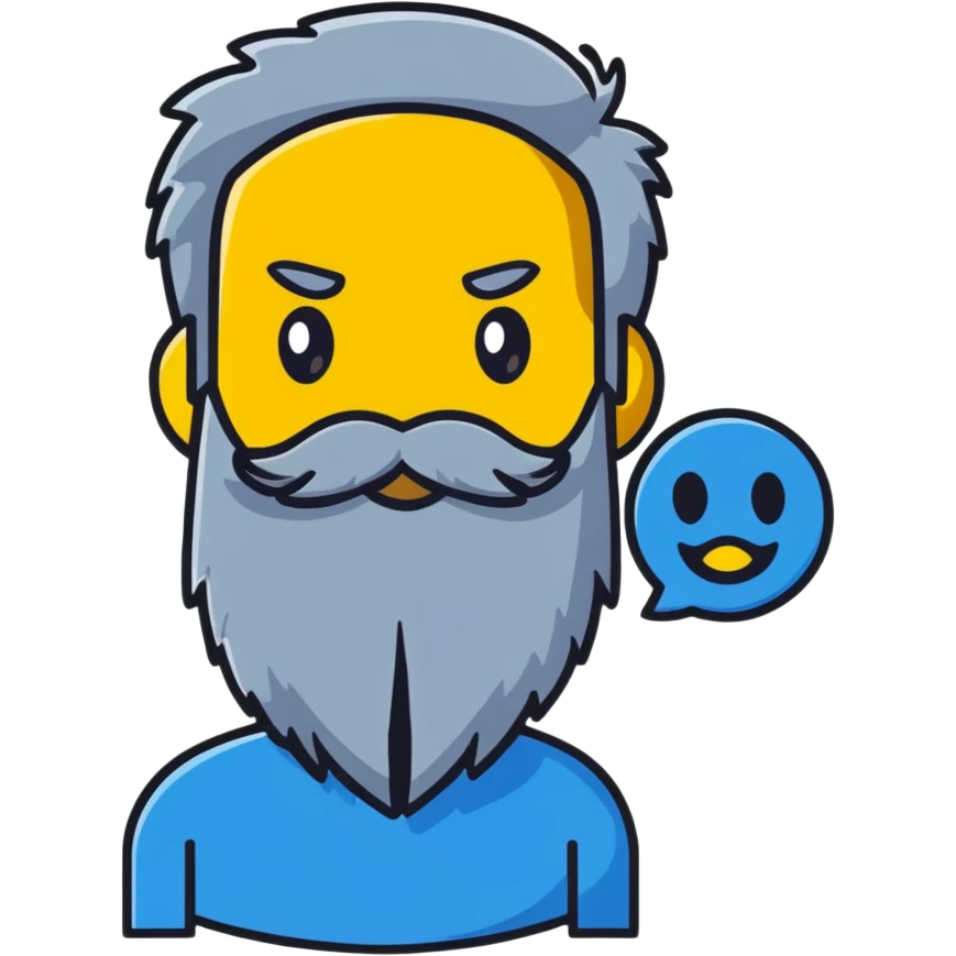 smug and greedy yellow emoji with a thin gray beard emoji