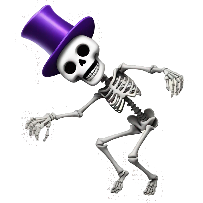 Skeleton dancing with a party hat emoji