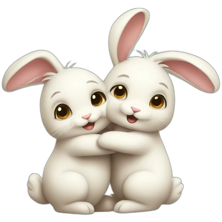 cute bunnies make hug emoji