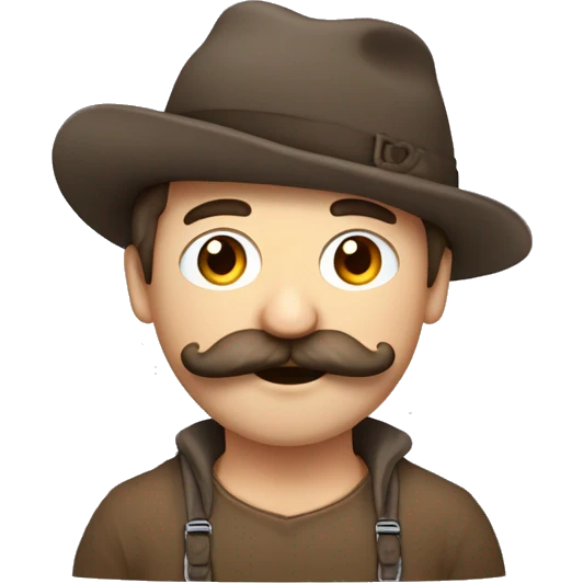 Un homme à la peau métisse, cheveux couleur châtains mis long bouclés, moustache et bouc, qui porte un sweet à capuche blanc..  emoji