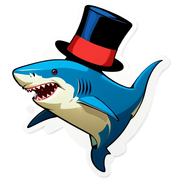 Shark with a top hat emoji