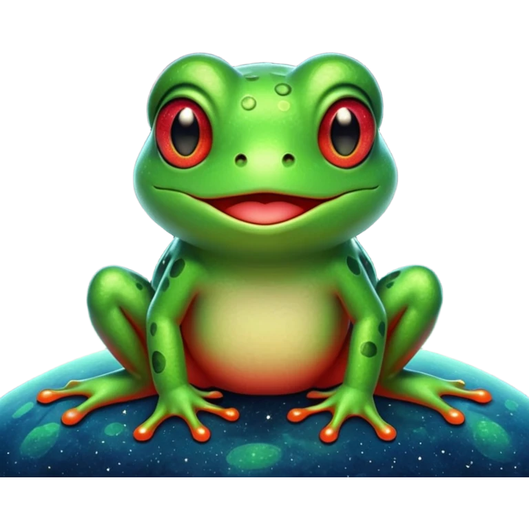 Frog Happy Cute Red Glitter Space emoji
