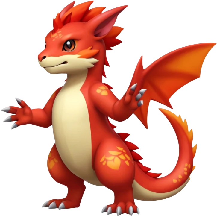 Cute Shiny Guilmon-Quilava-Fakémon-hybrid-creature (full body)  emoji