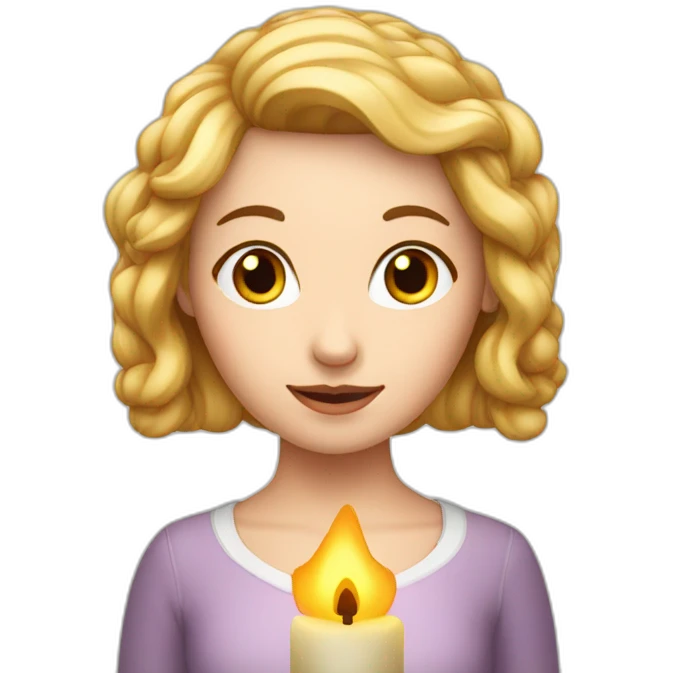 A white girl with a candle on her head emoji