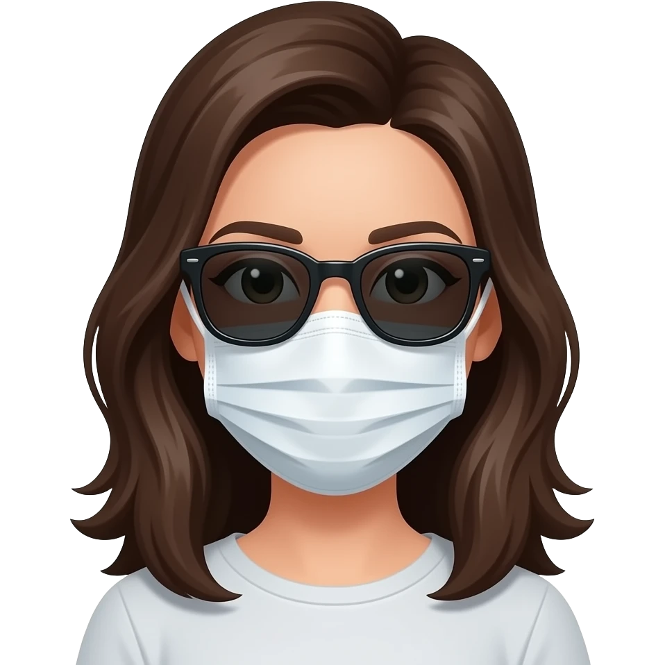 woman white face mask and sunglass, closeup emoji