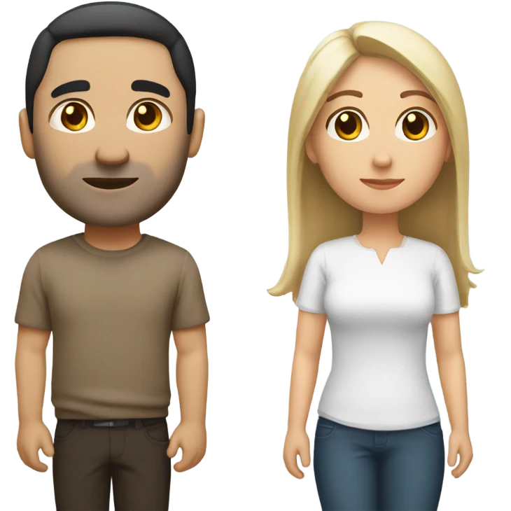 Couple wife + husband both of them has white color skin and black head and brown eyes emoji