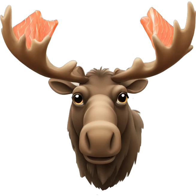 A moose with a salmon head and horns emoji