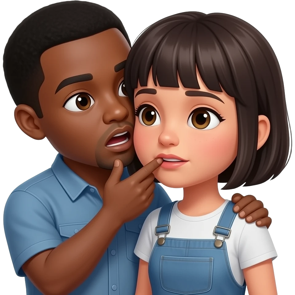 Black Guy choking mixed girl with short hair emoji