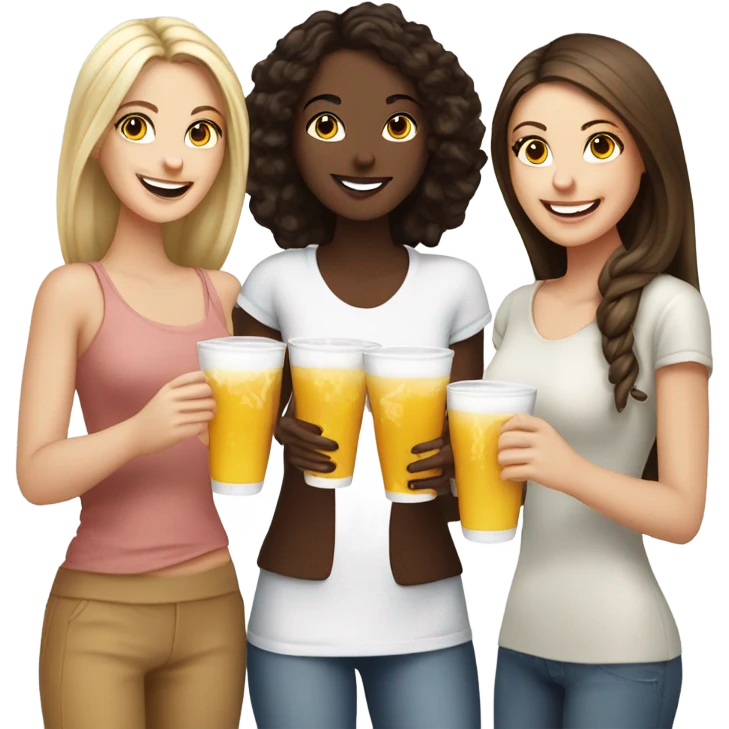Group of 6 white  girls drinking  emoji