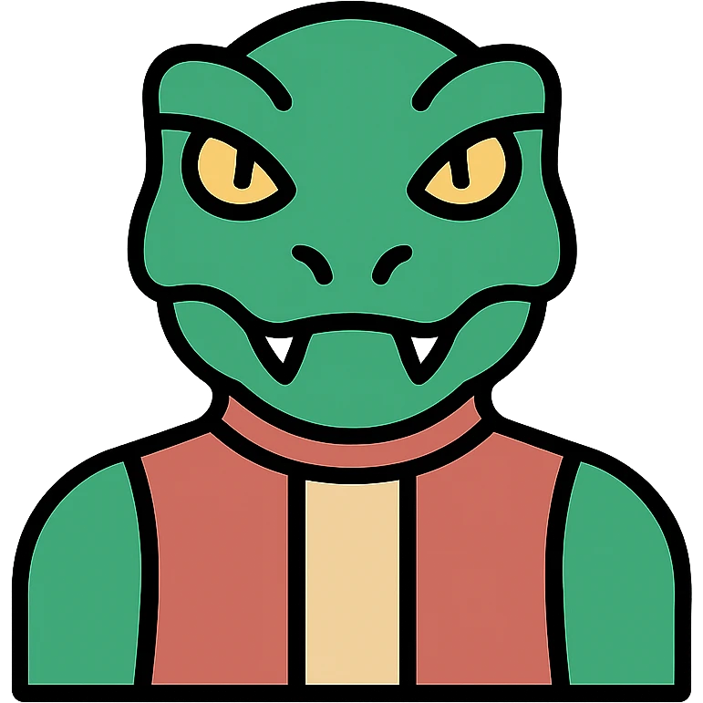 minimalist flat design style of Gorn, the classic Star Trek villain, focusing on silhouette and signature features emoji