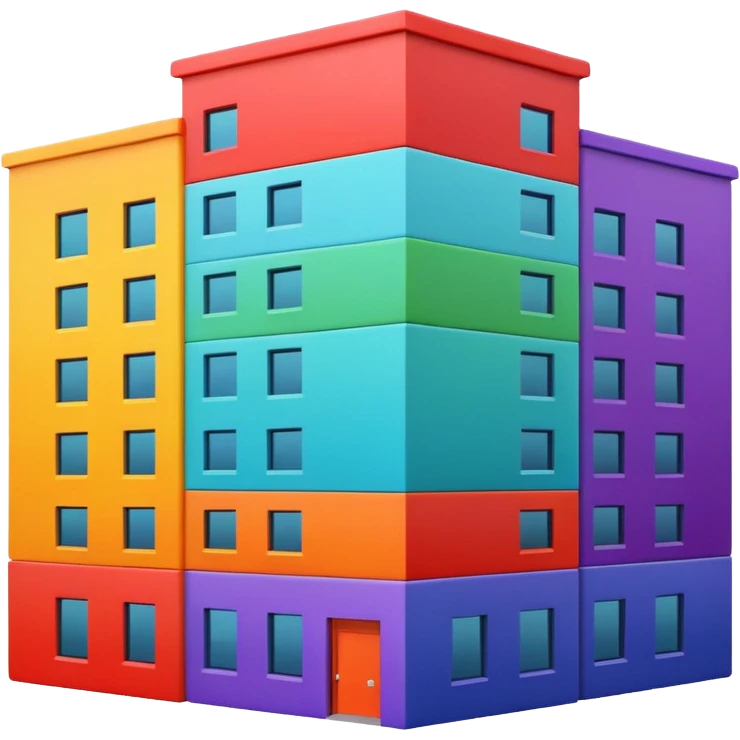 I want a 7 storey building with 7 chakras colour. Starting with red colour at the base emoji