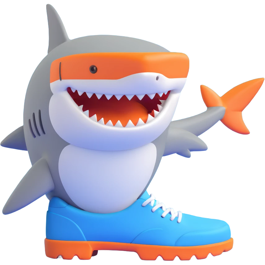 shark with blue shoes on feet emoji