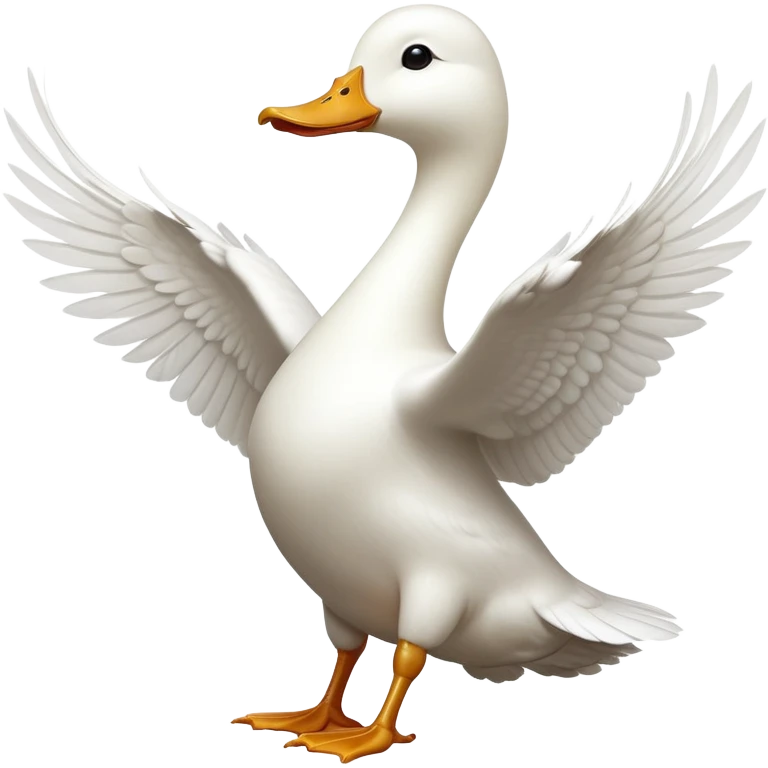 cinematic-[white duck]-realistic-full-body-perched-emoji,-wings-tucked-neatly elegant,-head-tilted-dramatically,-sleek-[white]-feathers,-simplified-yet-realistic-focused-features,-highly-detailed,-glowing-with-an-almost-sarcastic-glow emoji