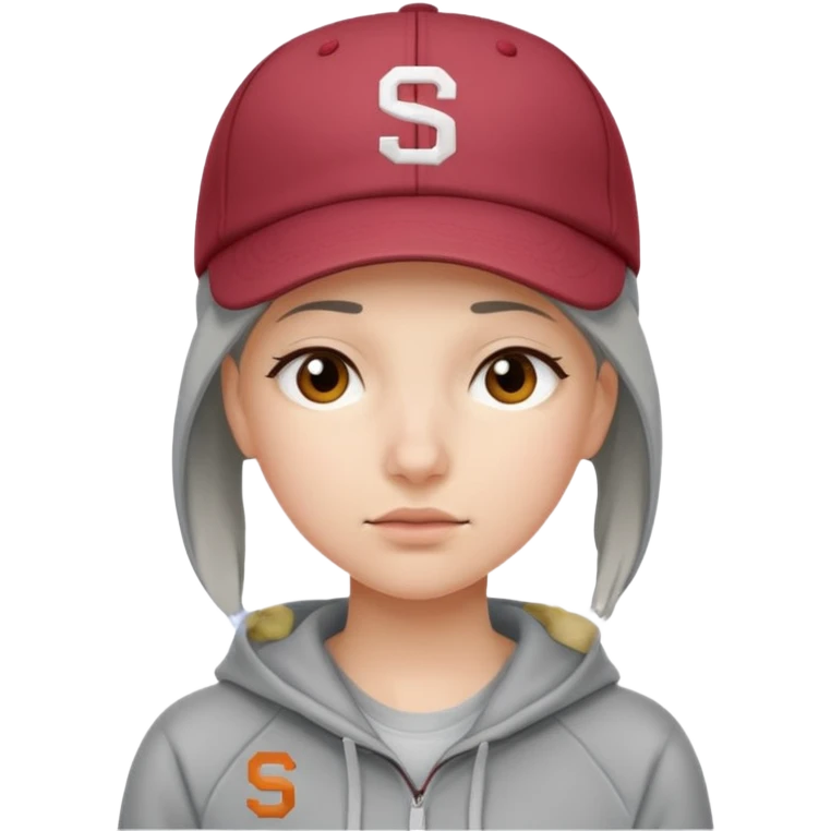 Female tech developer going back to work after christmas holidays, looking tired and wearing a hoodie and a baseballcap that says "S V T" emoji