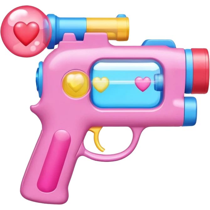 a bubble gun that shoots out hearts emoji