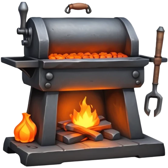 blacksmith forge with bright orange flames and glowing coals emoji