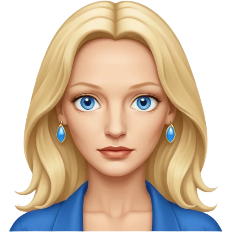 Uma Thurman with blue eyes, long hair emoji