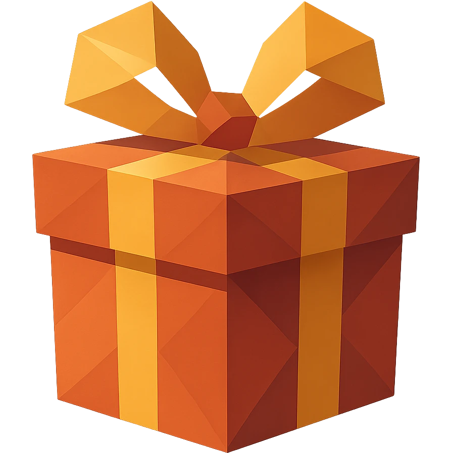 polygonal icon of a gift box with ribbon emoji
