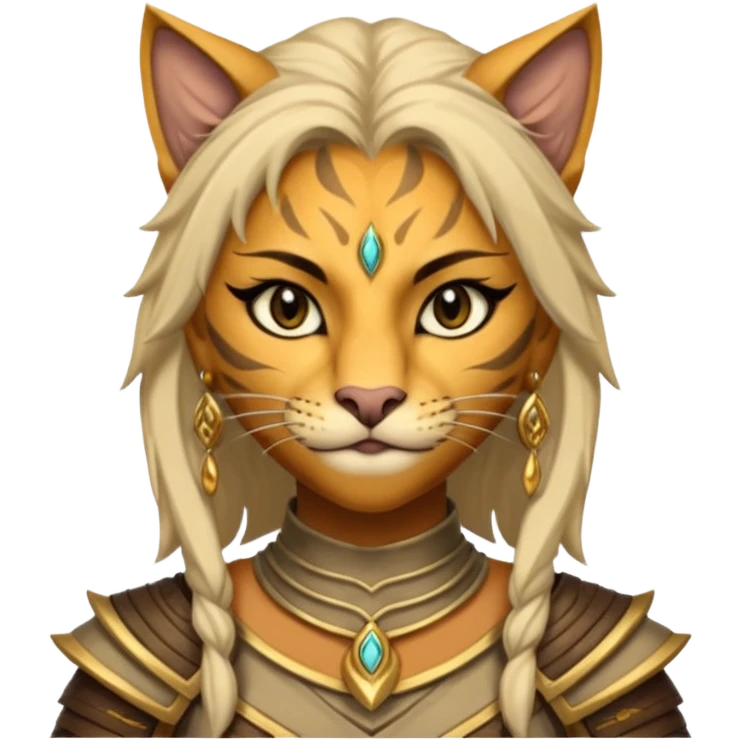 ESO female khajiit warrior with lashes and earrings emoji