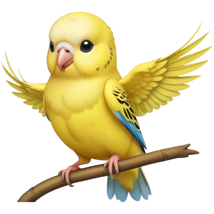 adorable-[budgie]-realistic-full-body-perched-emoji,-wings-tucked-neatly,-head-tilted-dramatically,-sleek-[yellow]-feathers,-simplified-yet-realistic-focused-features,-highly-detailed,-glowing-with-an-almost-sarcastic-glow emoji