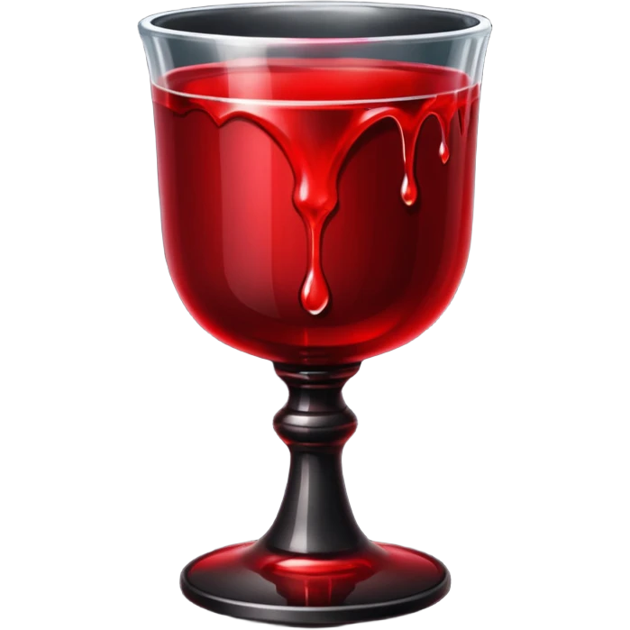 Dark gothic chalice with red liquid dripping, iOS emoji style, clean lines, high contrast emoji