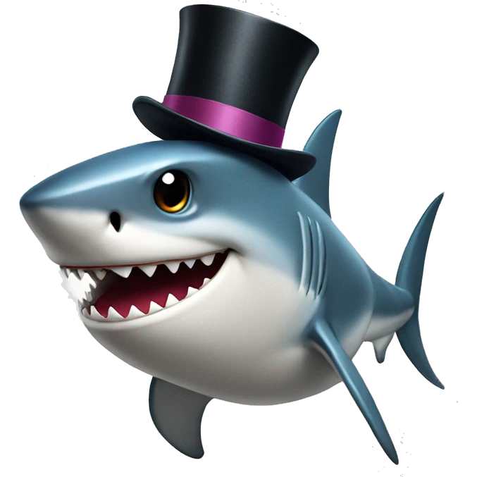 Shark with a top hat emoji