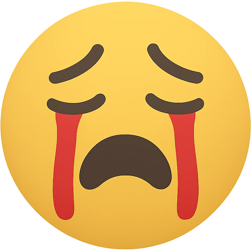 yellow crying face emoji with matte finish and red tears emoji