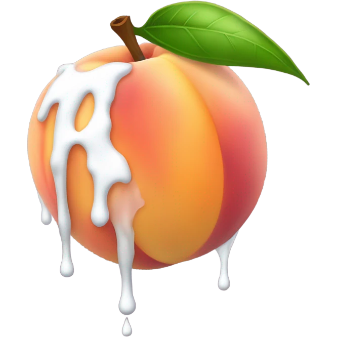 Peach dripping white towards the middle to the end emoji